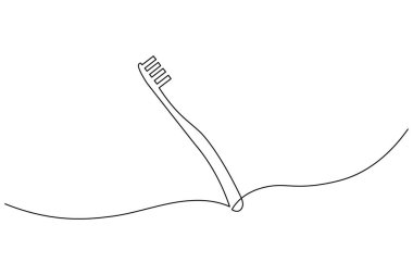 Diş fırçasının beyaz arka planda minimalist bir çizimi modern vektör tarzında diş sağlığı ve ağız sağlığı tasarımı için mükemmeldir.