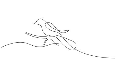 Bir ağaç dalına tünemiş bir kuşun minimalist bir çizimi modern logo tasarımı, ev dekoru baskıları veya beyaz arka planda zarif markalaşma materyalleri için mükemmeldir..