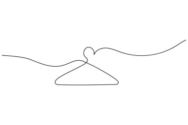 Sürekli tek bir çizgiyle çizilmiş bir kumaş askısının minimalist vektör çizimi. Temiz ve modern sanat eserleri moda markaları, çamaşır ikonları ve perakende dolabı organizasyonu için mükemmeldir..