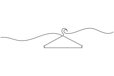 Sürekli tek bir çizgiyle çizilmiş bir kumaş askısının minimalist vektör çizimi. Temiz ve modern sanat eserleri moda markaları, çamaşır ikonları ve perakende dolabı organizasyonu için mükemmeldir..