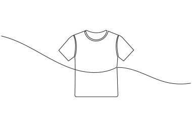 Bir minimalist vektör illüstrasyonunda sürekli tek bir çizgi ile çizilmiş bir tişört. Bu temiz ve modern sanat eserleri moda markalaşması, giyim ikonları ve tekstil tasarımı için mükemmeldir..