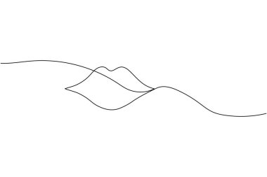 Zarif bir insan dudağı çizimi. Moda, güzellik ve modern tasarım projeleri için mükemmel minimalist estetik çizimler.