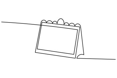 Tek bir aralıksız çizgili bir tablo takviminin vektör illüstrasyonu. İş organizatörleri ve zaman yönetimi kavramları için zarif ve basit tasarım