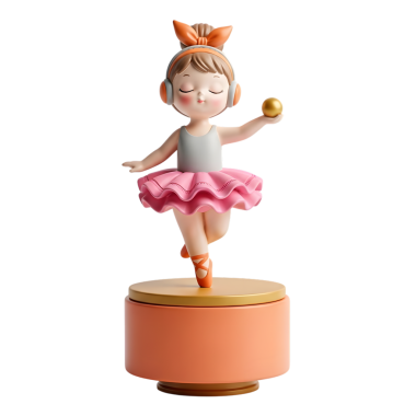 Sahnede 3 boyutlu sevimli kız.