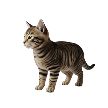 Siyah bir grupta sevimli bir tekir kedinin 3 boyutlu görüntüsü