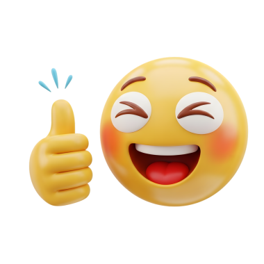 Baş parmakları havada gülümseyen emojinin vektör karikatür çizimi. Beyaz arka planda izole edilmiş. Komik bir ifade. Keyfi yerinde.