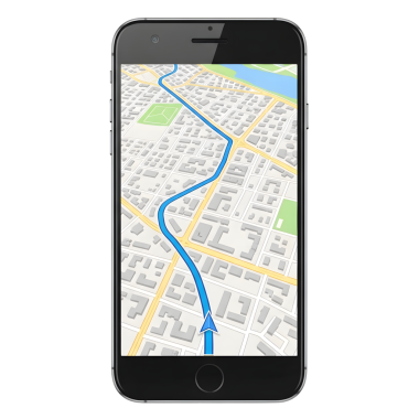 Haritalı akıllı telefon ve GPS navigasyon sistemi, vektör, illüstrasyon. gps konumu.