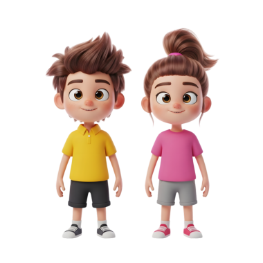 Mutlu çocuklar ayakta ve gülümsüyor, yalnız.