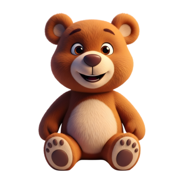 3D illüstrasyon şirin ayı çizgi film karakteri