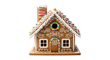 Zencefilli kurabiyeli Noel evi, beyaz üzerine izole edilmiş.