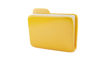 Beyaz izole arkaplan üzerine boş bir kağıt içeren sarı dosya. 3d oluşturma