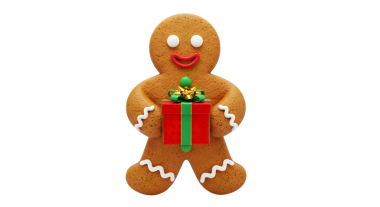 Beyaz arka planda bir adamla Noel kurabiyesi..