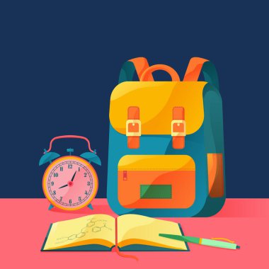 Bir sırt çantası, bir çalar saat ve bir defterden oluşan gradyan çizimine geri dönelim.