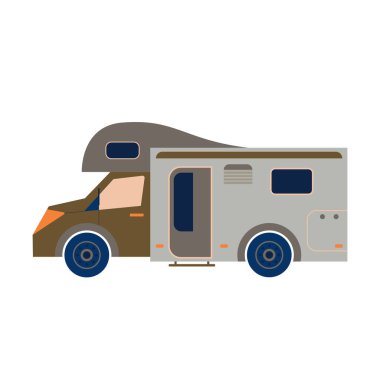 Kamp aracı beyaz arka planda izole edildi, kamp vites çizimi