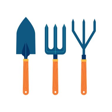 bahçe araçları modern dekorasyon biçimi, bahçe aracı temalı vektör illüstrasyonu.