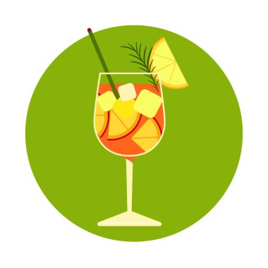 Bardakta, mini bardakta sprey kokteylinin vektör çizimi.