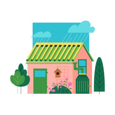 Su koruma sistemi. sürdürülebilir yaşam tarzı çizimi.