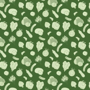 Çizgi sanatı organik sebzeler kusursuz desen, doğal sağlıklı vektör yeşil gıda