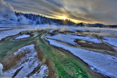 Sunset at Norris Geyser clipart