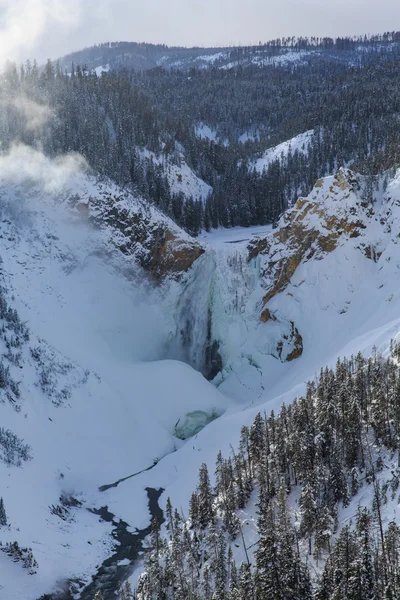 Chutes Yellowstone supérieures congelées — Photo