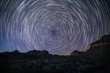 Astrophotography long exposure star trails at Yosemite Valley Lodge, Yosemite National Park, California - Star Trails