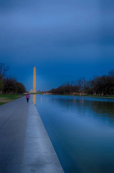 Mall Area Lincoln Memorial Wwii Memorial Sunset Cherry Blossoms Washington — Stock fotografie