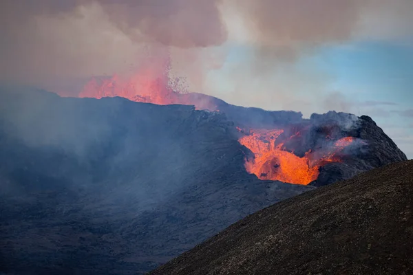 Islanda Fiordo Westfjord Vulcano Ghiaccio Neve Lavica Cascate Cavalli Barche — Foto Stock