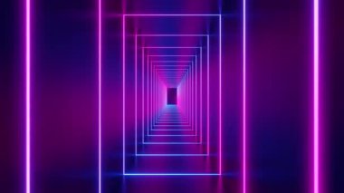 Ortasında neon ışıkları olan bir tünel. Yüksek kaliteli ticari video görüntüleri.