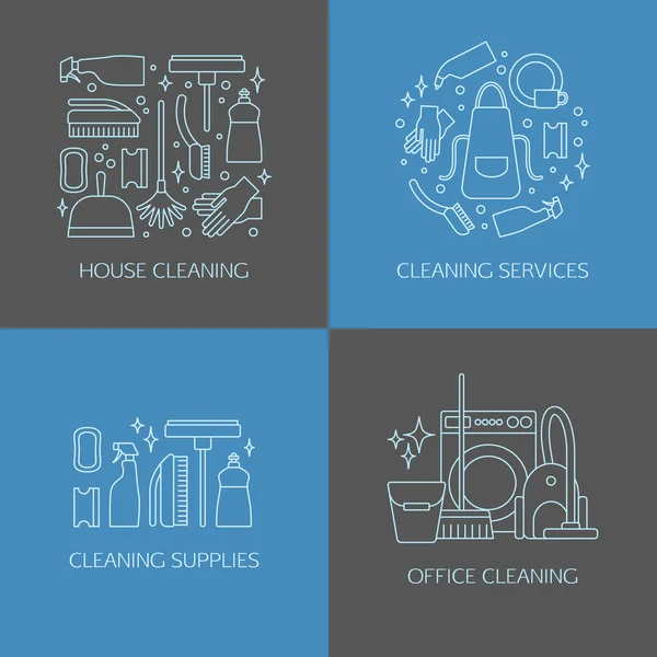 Cleaning logo elements. — Stock Vector