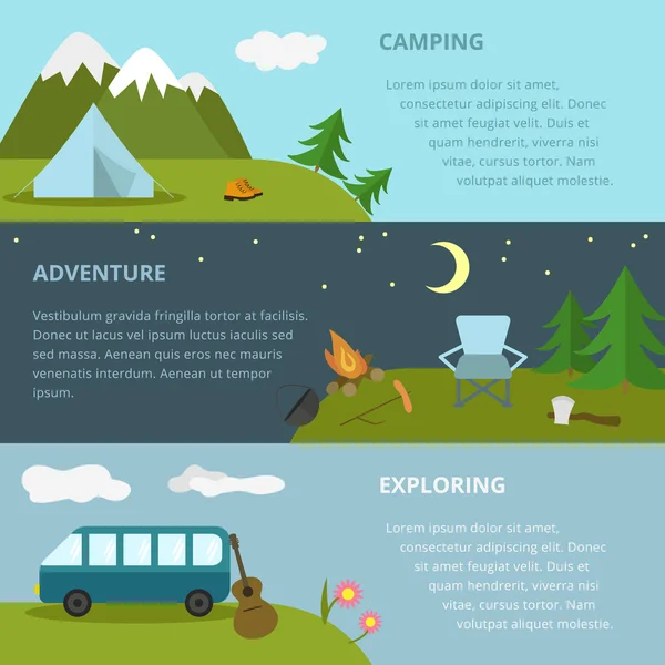 Camping template, concept. — Stock Vector
