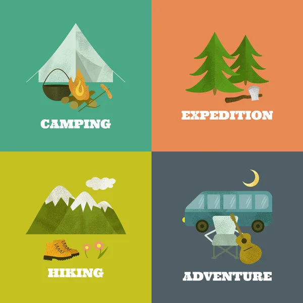 Camping template, icons. — Stock Vector