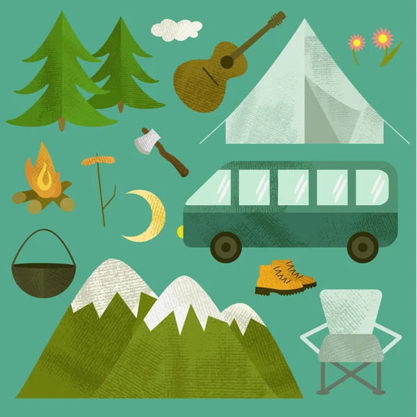 Camping icons set. — Stock Vector