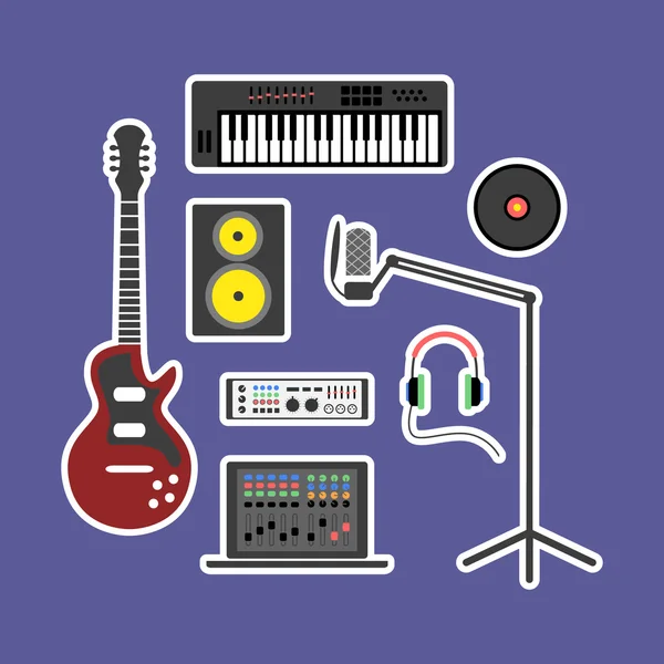 Iconos de la producción de música. — Vector de stock