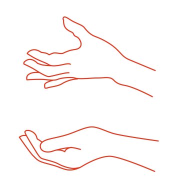 El yapımı el hareketlerinin çizimleri, farklı pozlardaki eller beyaz arkaplanda izole edilmiş ikonlar. Vektör çizimi. Markalaşma veya ürün tasarımı için