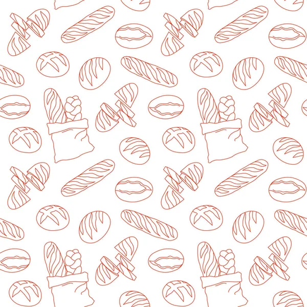 Fırın markalaştırma, paketleme ve modern sanat tarzında arka planlar için ekmek somunlarından elde çizilmiş pürüzsüz desen. Vektör illüstrasyonu.