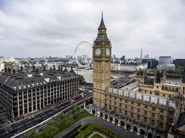 Big Ben Tower relógio e olho de Londres — Fotografia de Stock