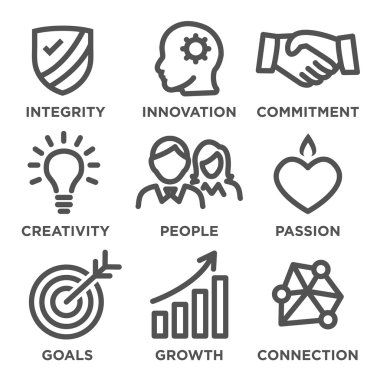 Company Core Values Outline Icons clipart