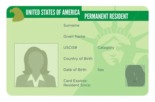 Nos verde tarjeta de inmigración — Vector de stock