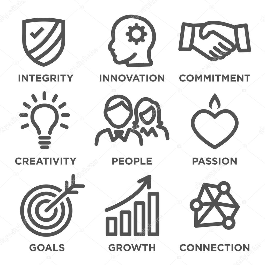 Company Core Values Outline Icons