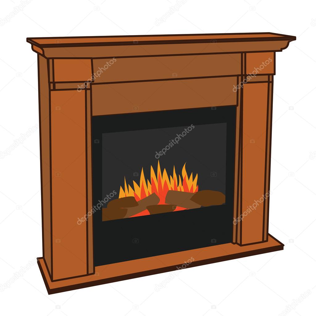 Fireplace with Orange and Yellow Fire Flame Interior