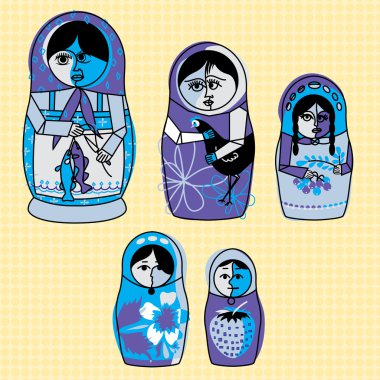 Kübist Rusça Matryoshka iç içe bebek