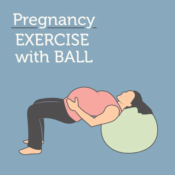 Καθημερινή άσκηση και εγκυμοσύνη με μια μπάλα γυμναστικής — Διανυσματικό Αρχείο