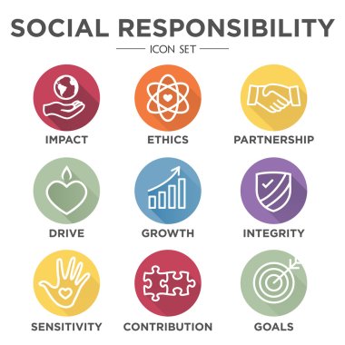 Social Responsibility Outline Icon Set