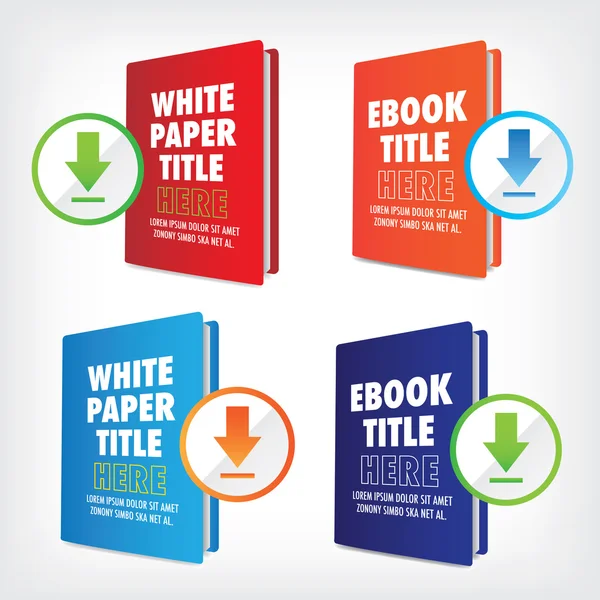 Whitepaper oder eBook-Grafiken mit austauschbarem Titel, Cover und CTAs — Stockvektor