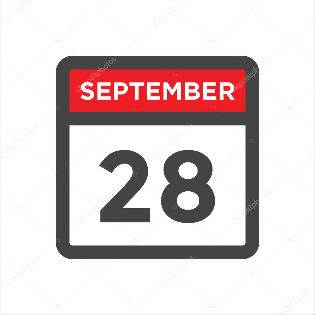 September 28 calendar icon with day & month