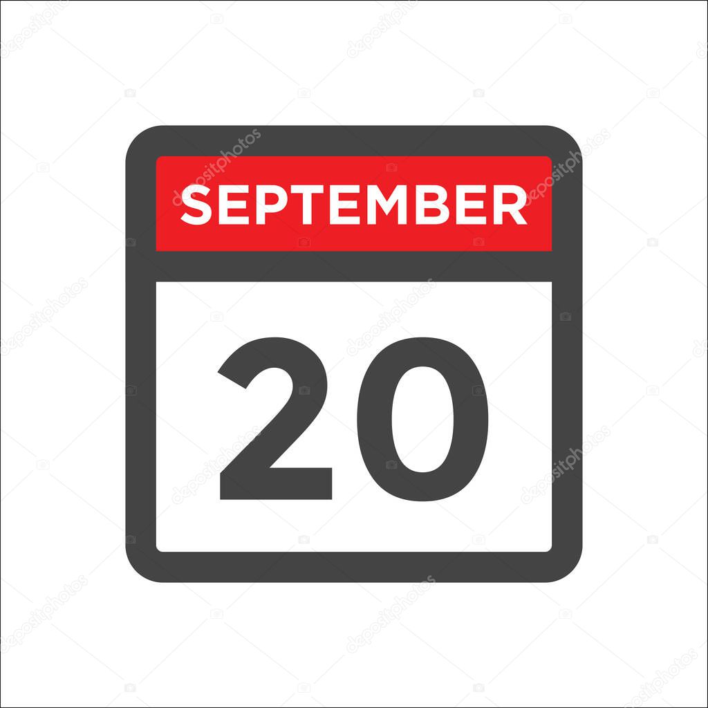 September 20 calendar icon with day & month