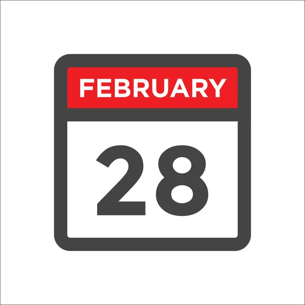 Febrero Icono Del Calendario Con Día Mes — Vector de stock