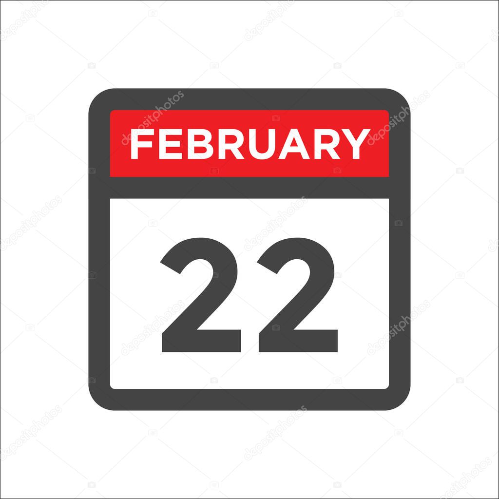 February 22 calendar icon with day and month