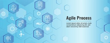 Agile Scrum Process & development icon set web header banner clipart