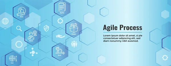 Agile Scrum Process Development Icon Set Web Header Banner — Archivo Imágenes Vectoriales